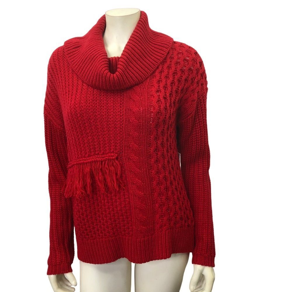 CALVIN KLEIN $89 FRINGE DETAIL COWL NECK SWEATER SM NWT